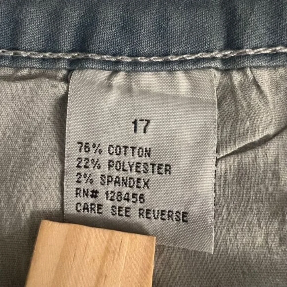 Danesi Jeans Distressed Gray Denim Pants Button Fly Straight Leg Women's Size 17